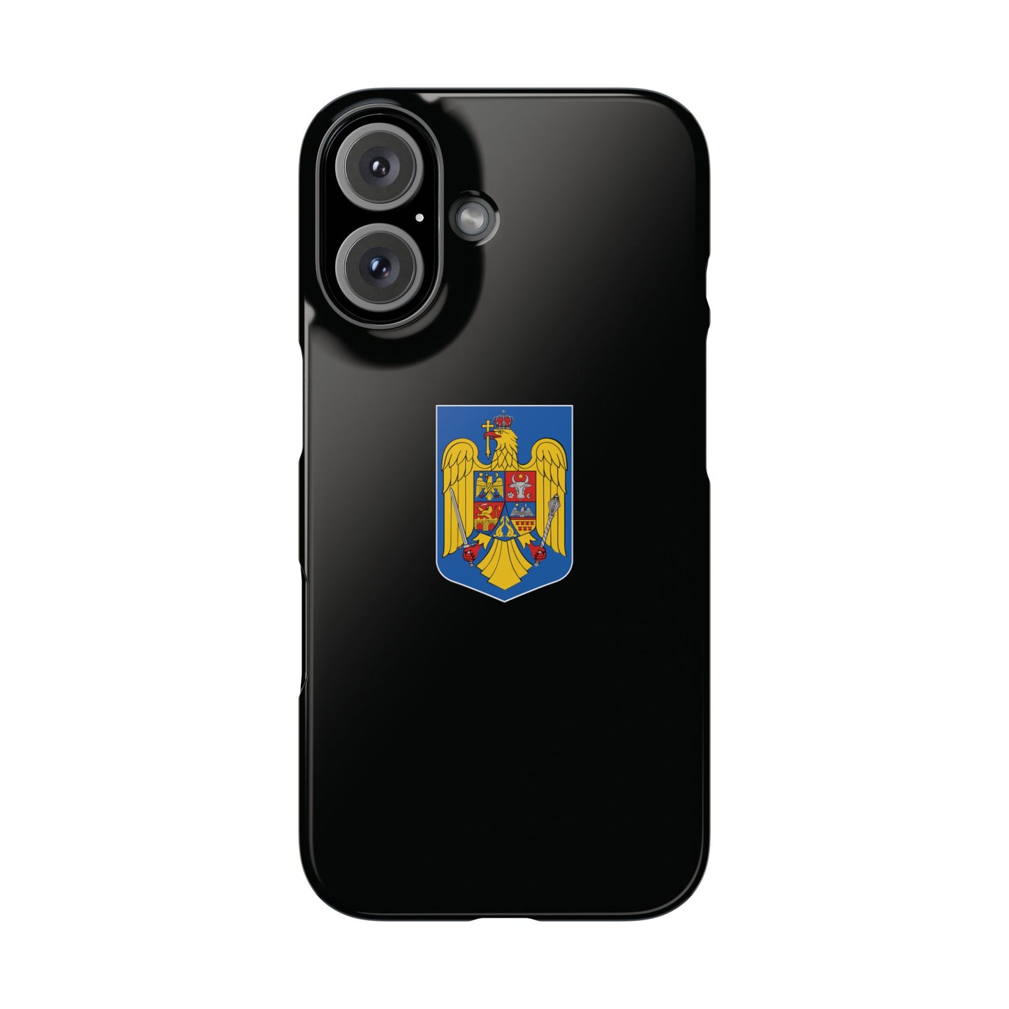 Husă rigidă neagră - Stema României color