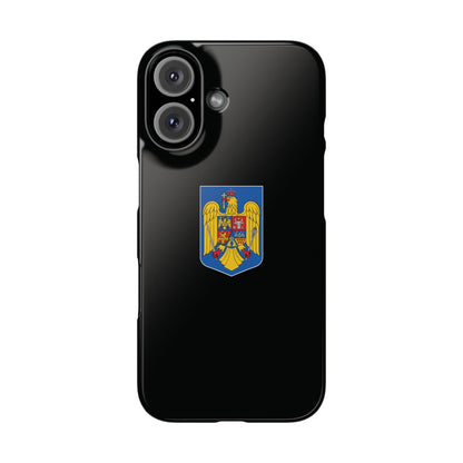 Husă rigidă neagră - Stema României color