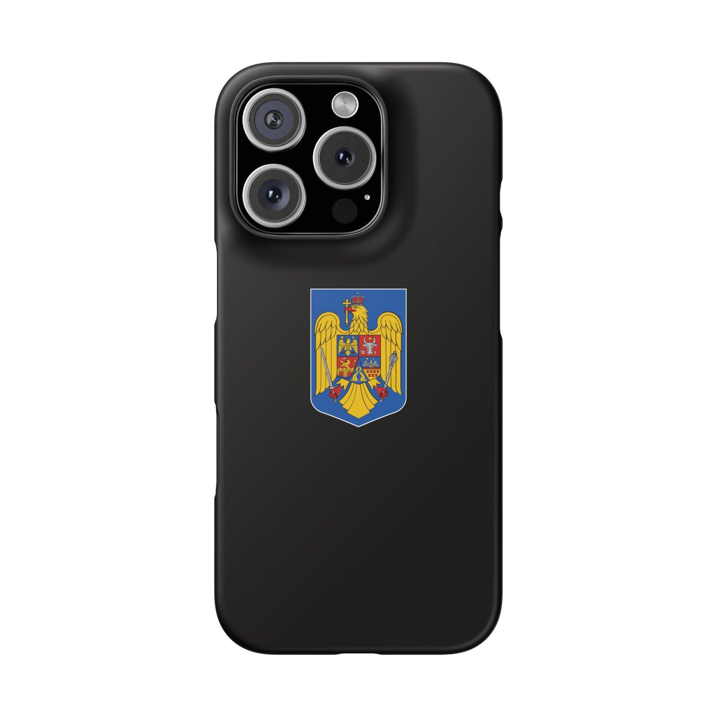 Husă rigidă neagră - Stema României color