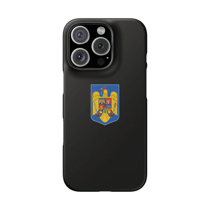Husă rigidă neagră - Stema României color