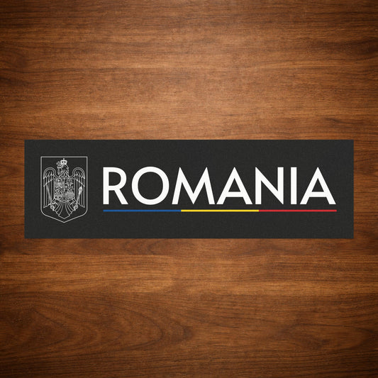 Magnet de mașină Stema României (contur alb) și tricolor