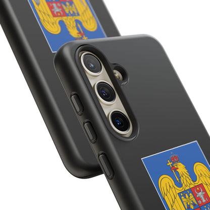 Husă rigidă neagră - Stema color și Tricolor România