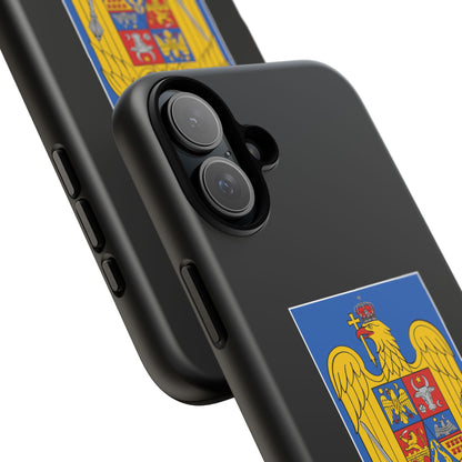 Husă rigidă neagră - Stema color și Tricolor România
