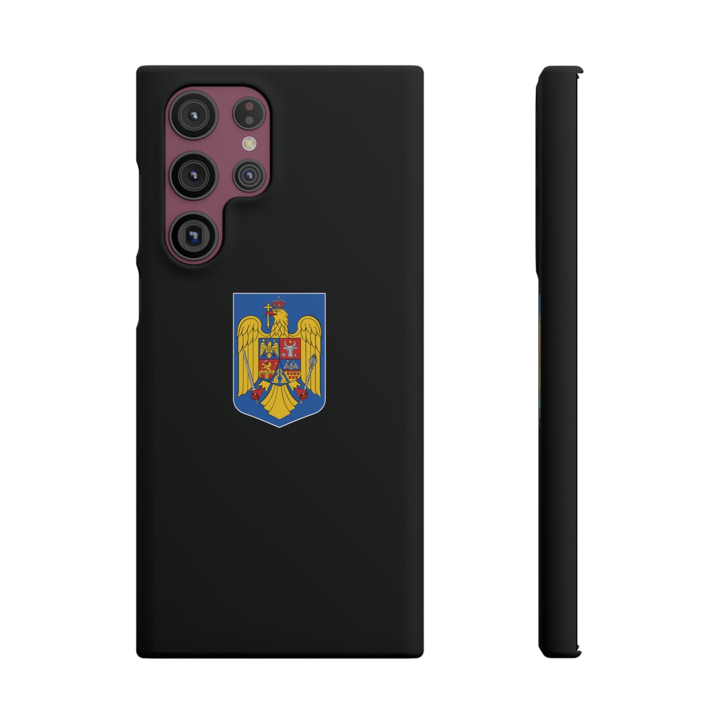 Husă rigidă neagră - Stema României color