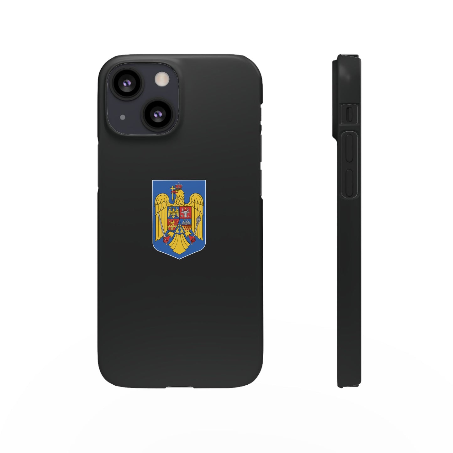 Husă rigidă neagră - Stema României color