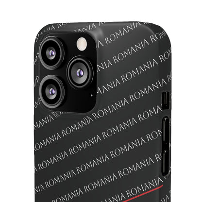 Husă neagră inscripționată cu România si tricolor