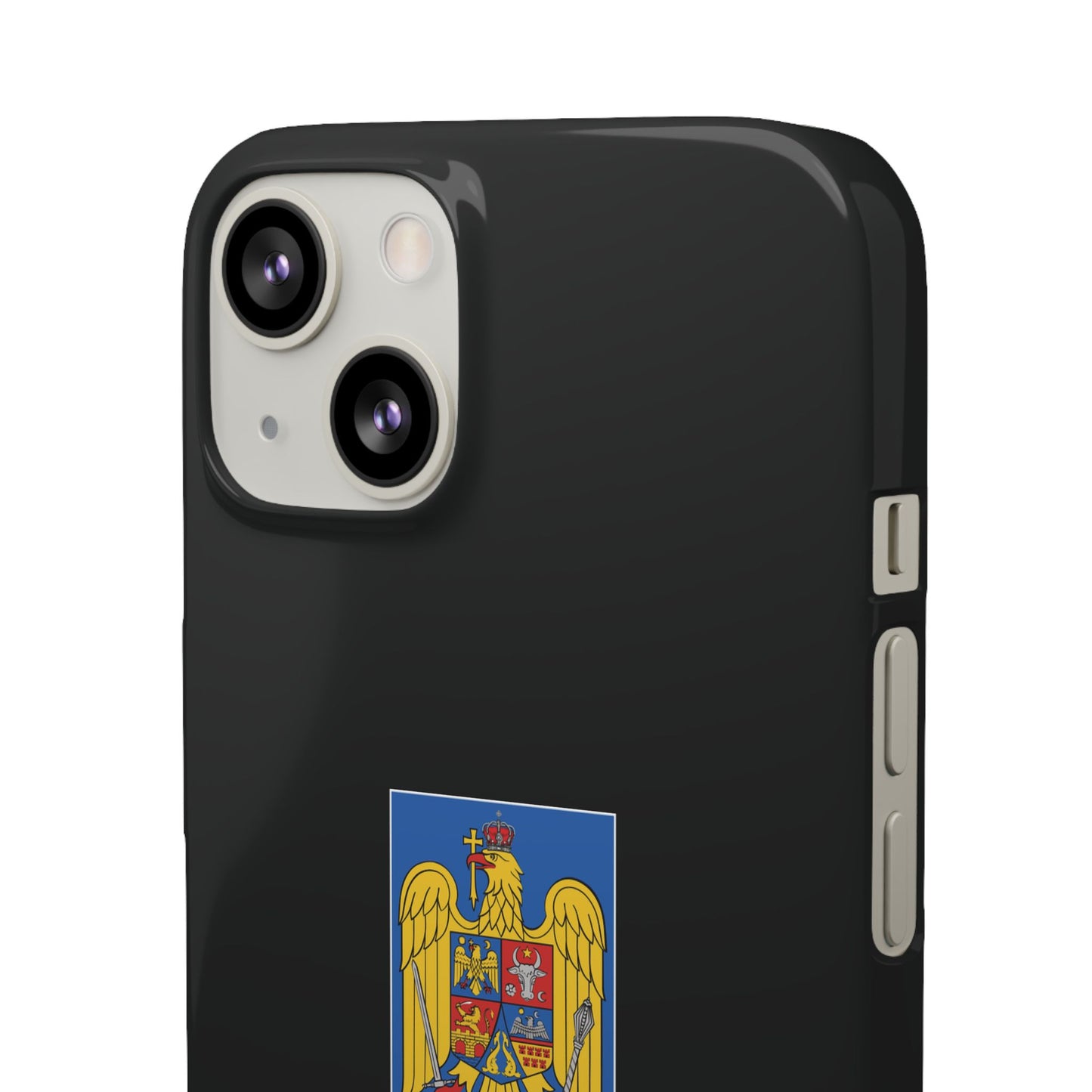 Husă rigidă neagră - Stema României color