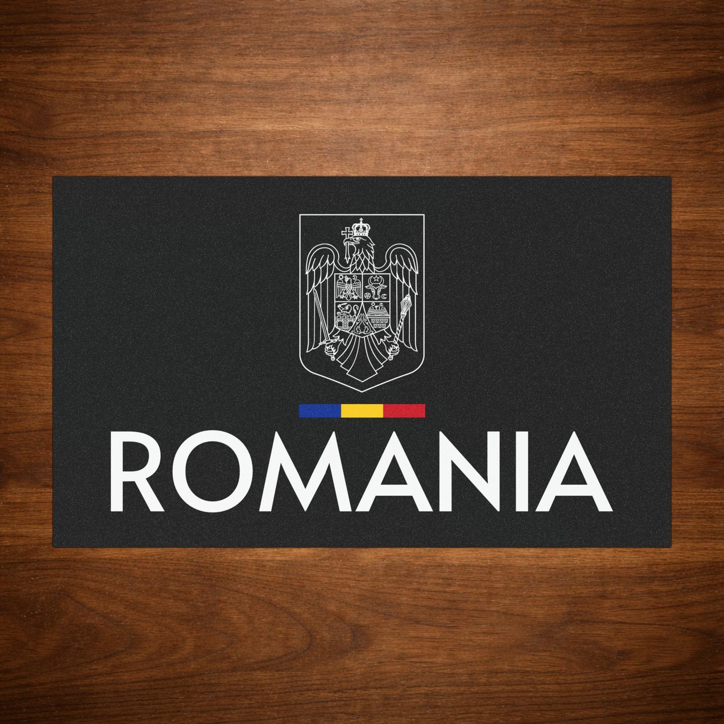 Magnet de mașină Stema României (contur alb) și tricolor