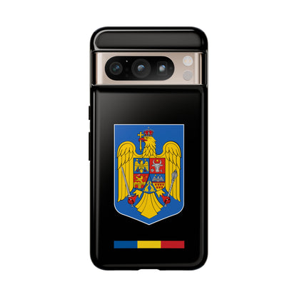 Husă rigidă neagră - Stema color și Tricolor România