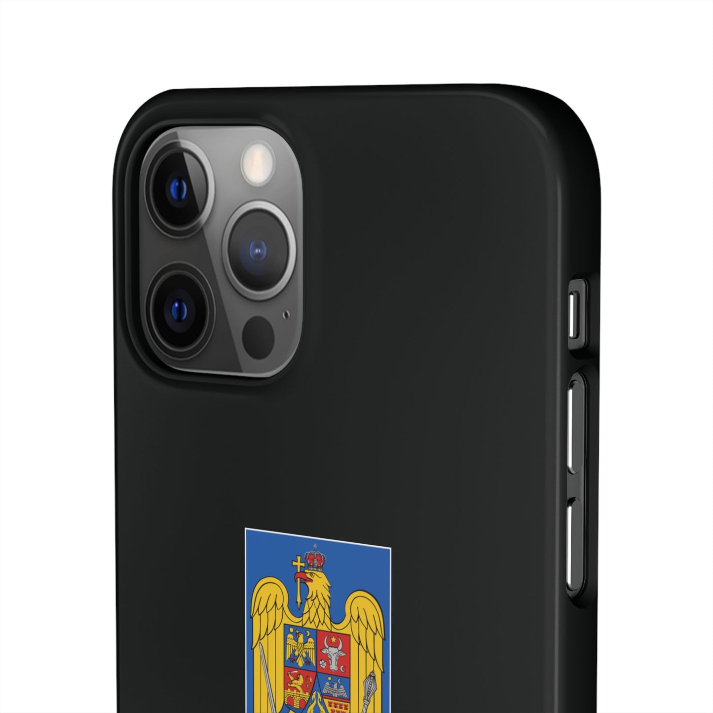 Husă rigidă neagră - Stema României color