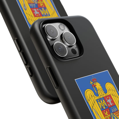 Husă rigidă neagră - Stema color și Tricolor România