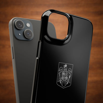 Husă neagră cu stema României (contru alb)