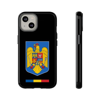 Husă rigidă neagră - Stema color și Tricolor România