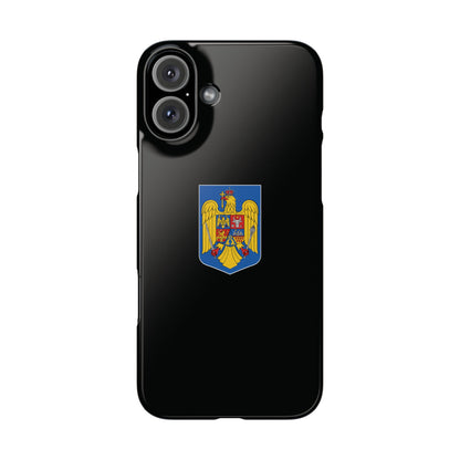 Husă rigidă neagră - Stema României color