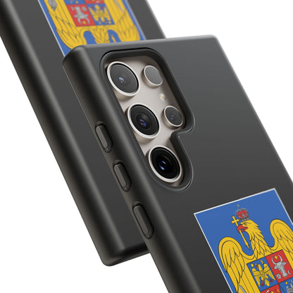 Husă rigidă neagră - Stema color și Tricolor România