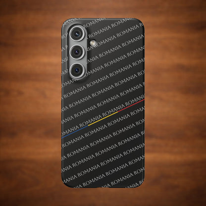 Husă neagră inscripționată cu România si tricolor