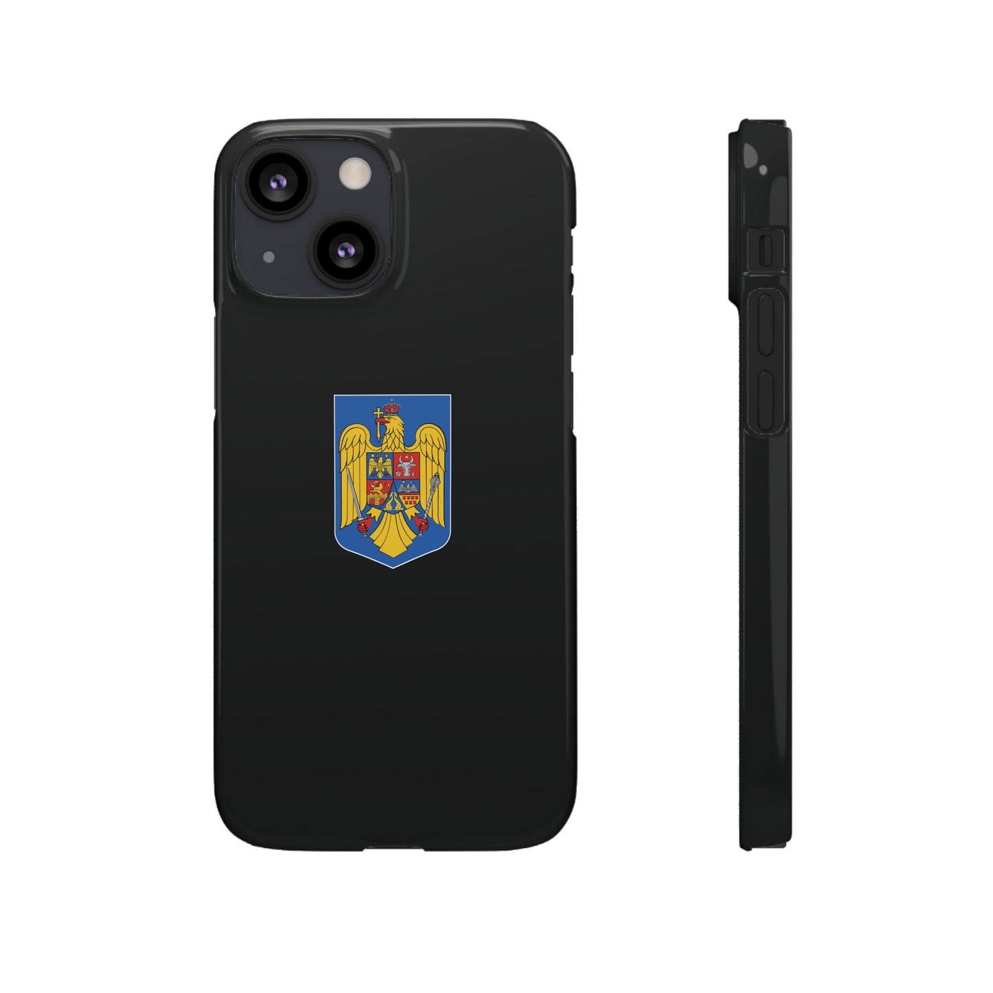 Husă rigidă neagră - Stema României color