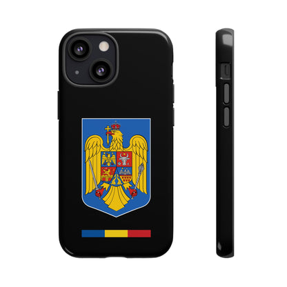 Husă rigidă neagră - Stema color și Tricolor România