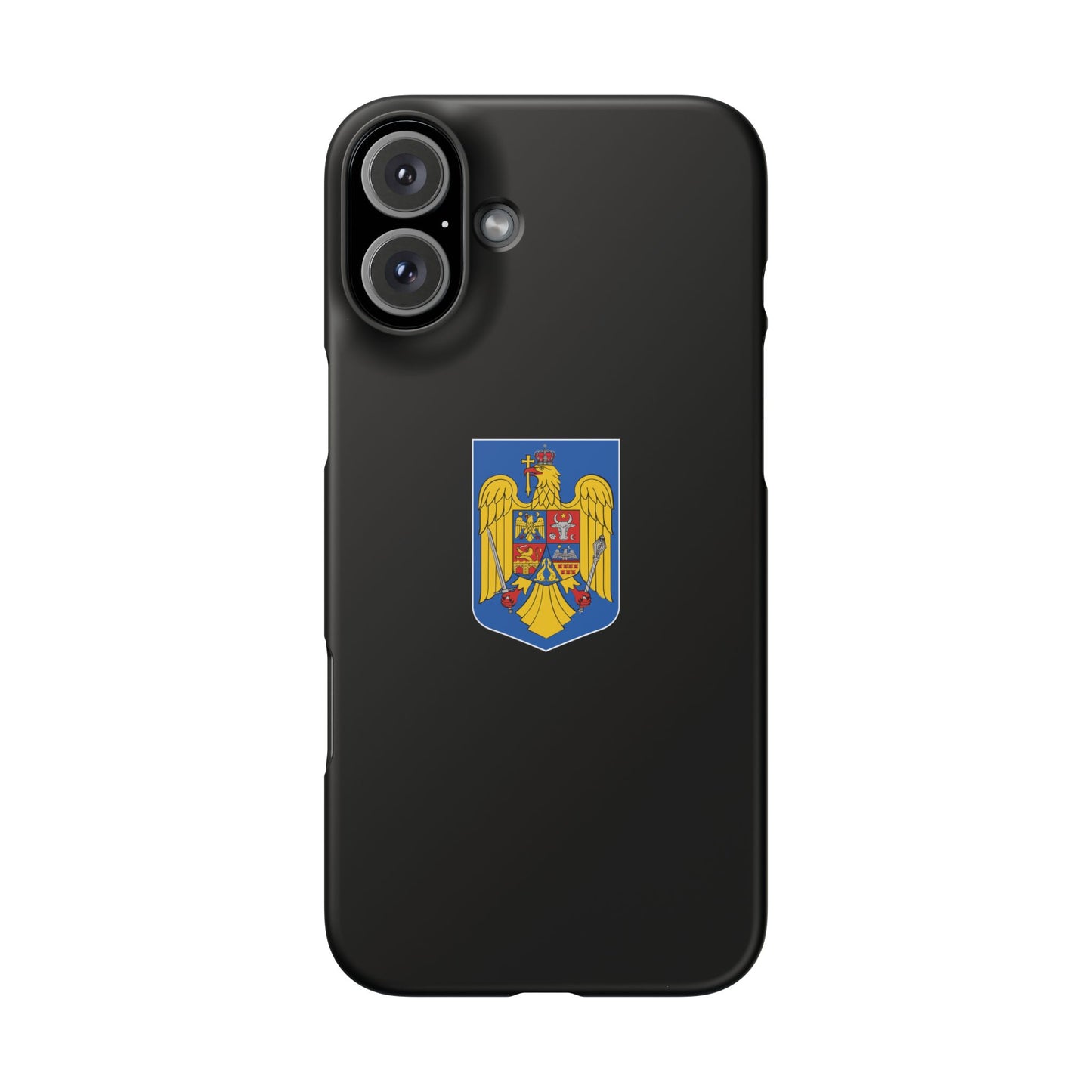 Husă rigidă neagră - Stema României color