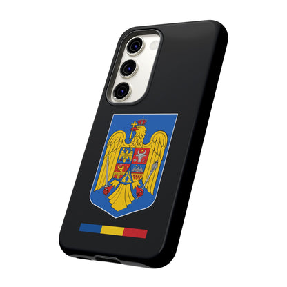 Husă rigidă neagră - Stema color și Tricolor România