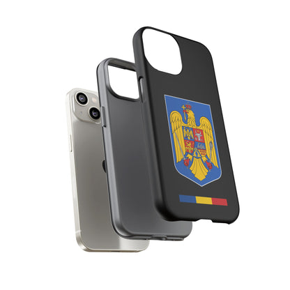 Husă rigidă neagră - Stema color și Tricolor România
