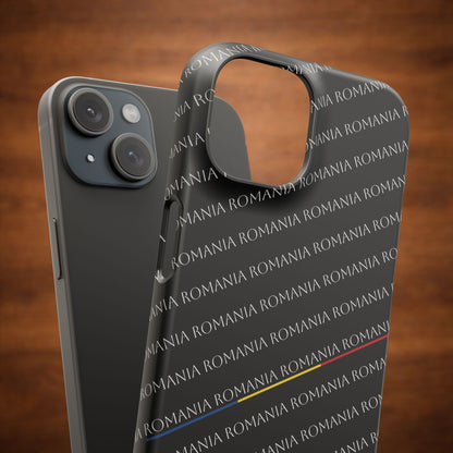 Husă neagră inscripționată cu România si tricolor