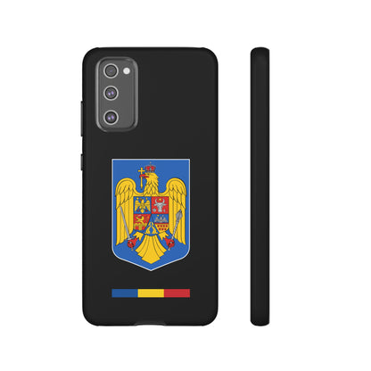 Husă rigidă neagră - Stema color și Tricolor România