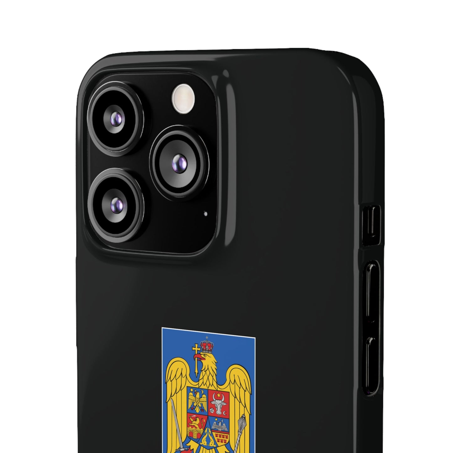 Husă rigidă neagră - Stema României color