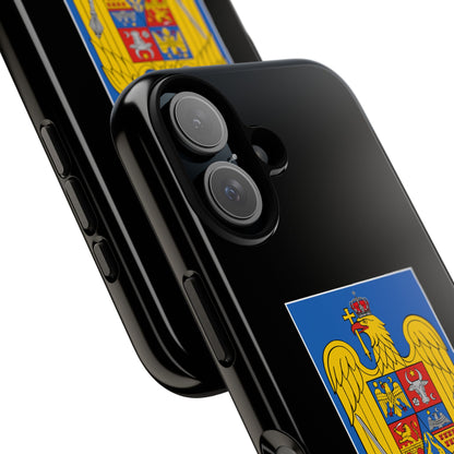 Husă rigidă neagră - Stema color și Tricolor România