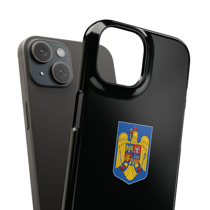Husă rigidă neagră - Stema României color