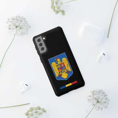 Husă rigidă neagră - Stema color și Tricolor România