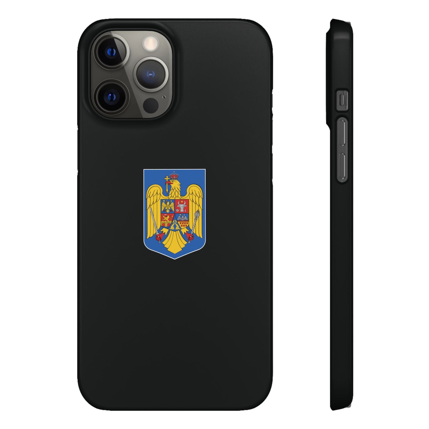 Husă rigidă neagră - Stema României color