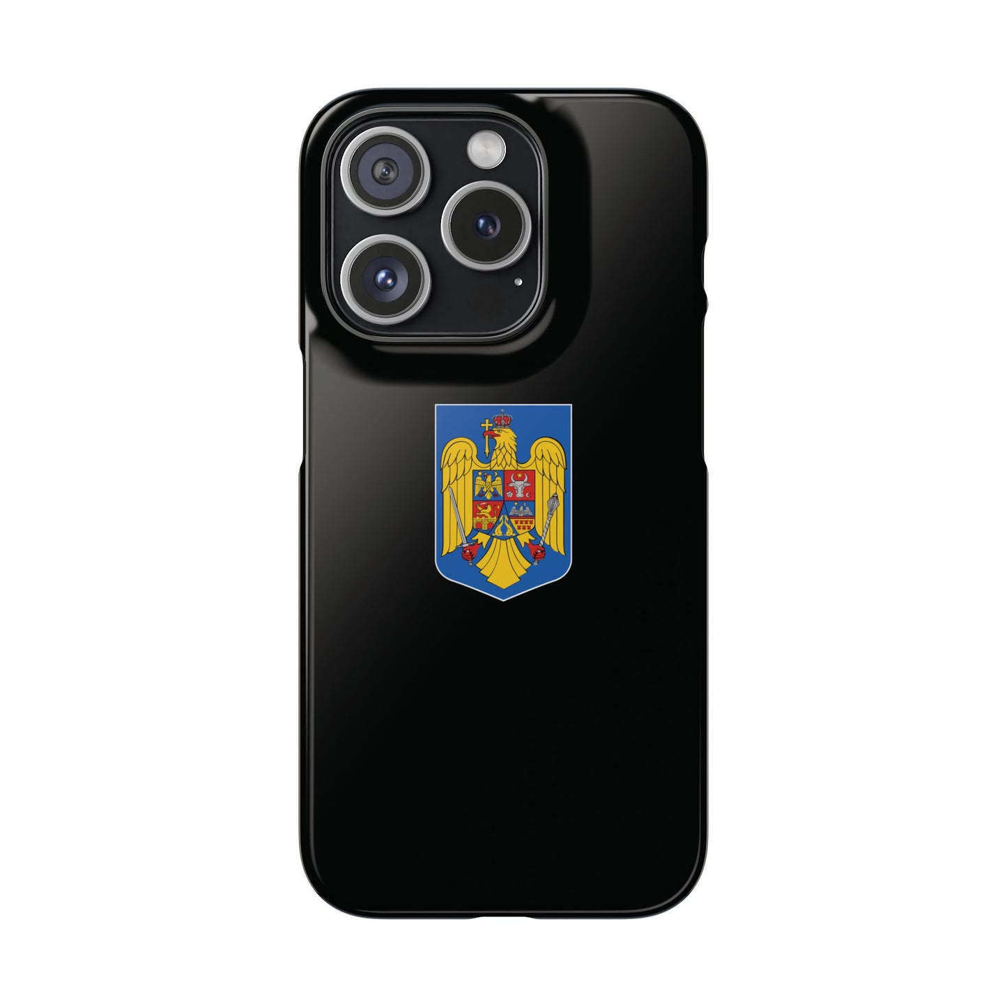 Husă rigidă neagră - Stema României color