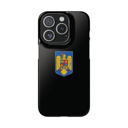 Husă rigidă neagră - Stema României color