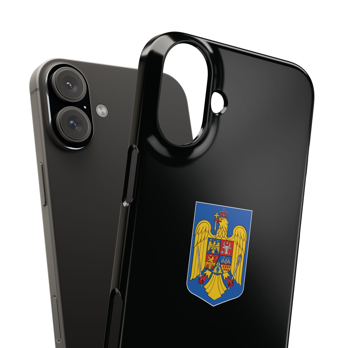 Husă rigidă neagră - Stema României color