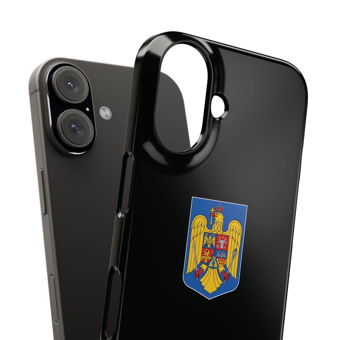 Husă rigidă neagră - Stema României color