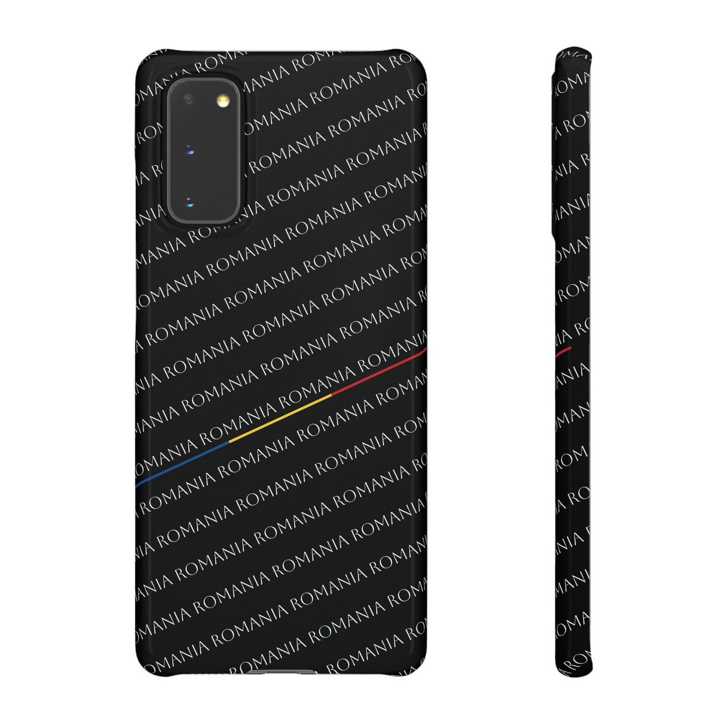 Husă neagră inscripționată cu România si tricolor
