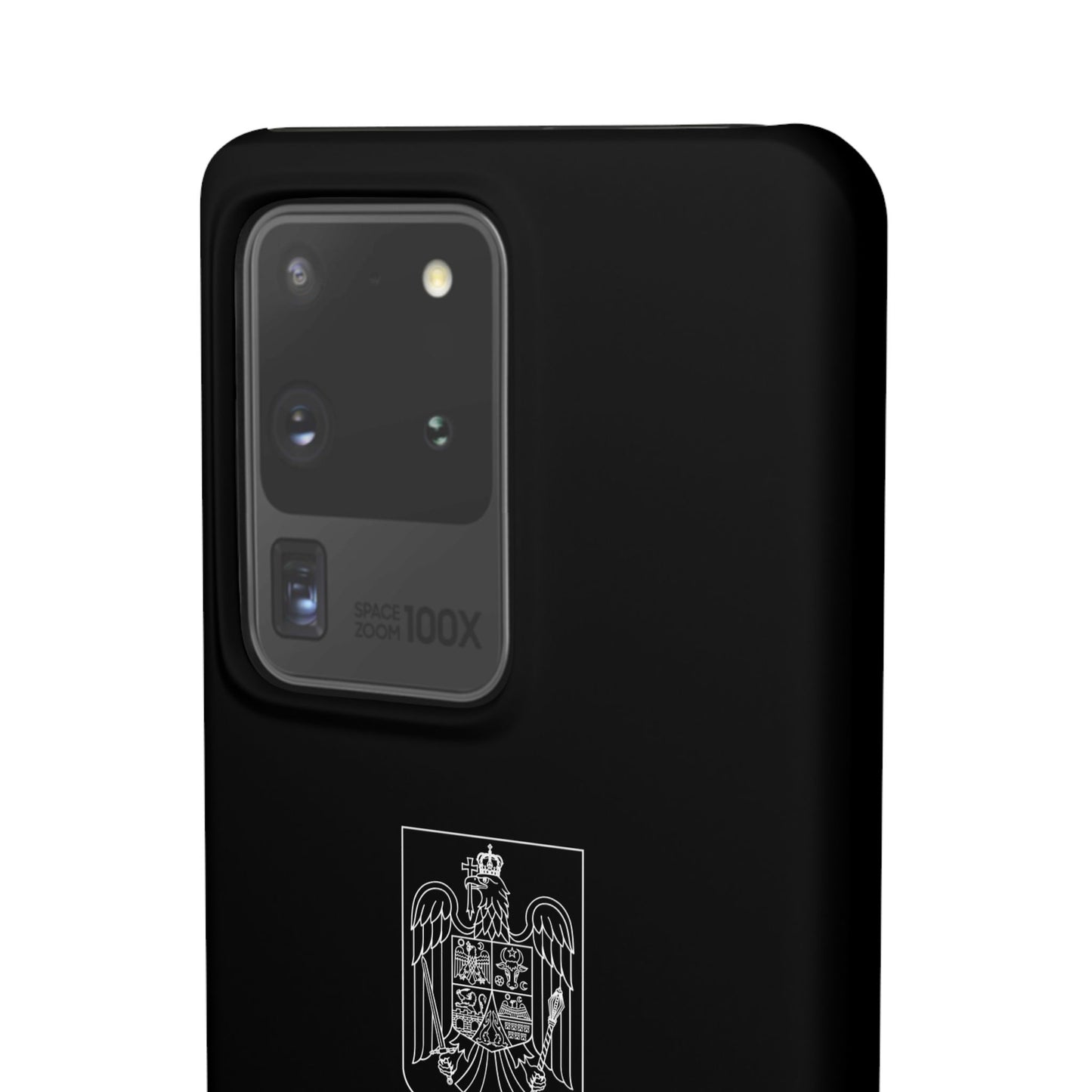 Husă neagră cu stema României (contru alb)