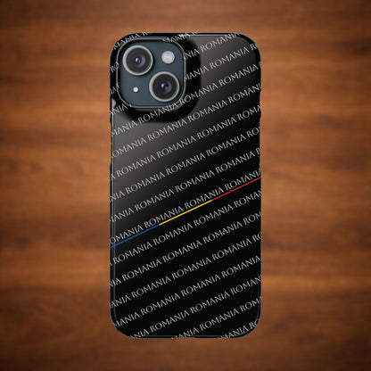 Husă neagră inscripționată cu România si tricolor