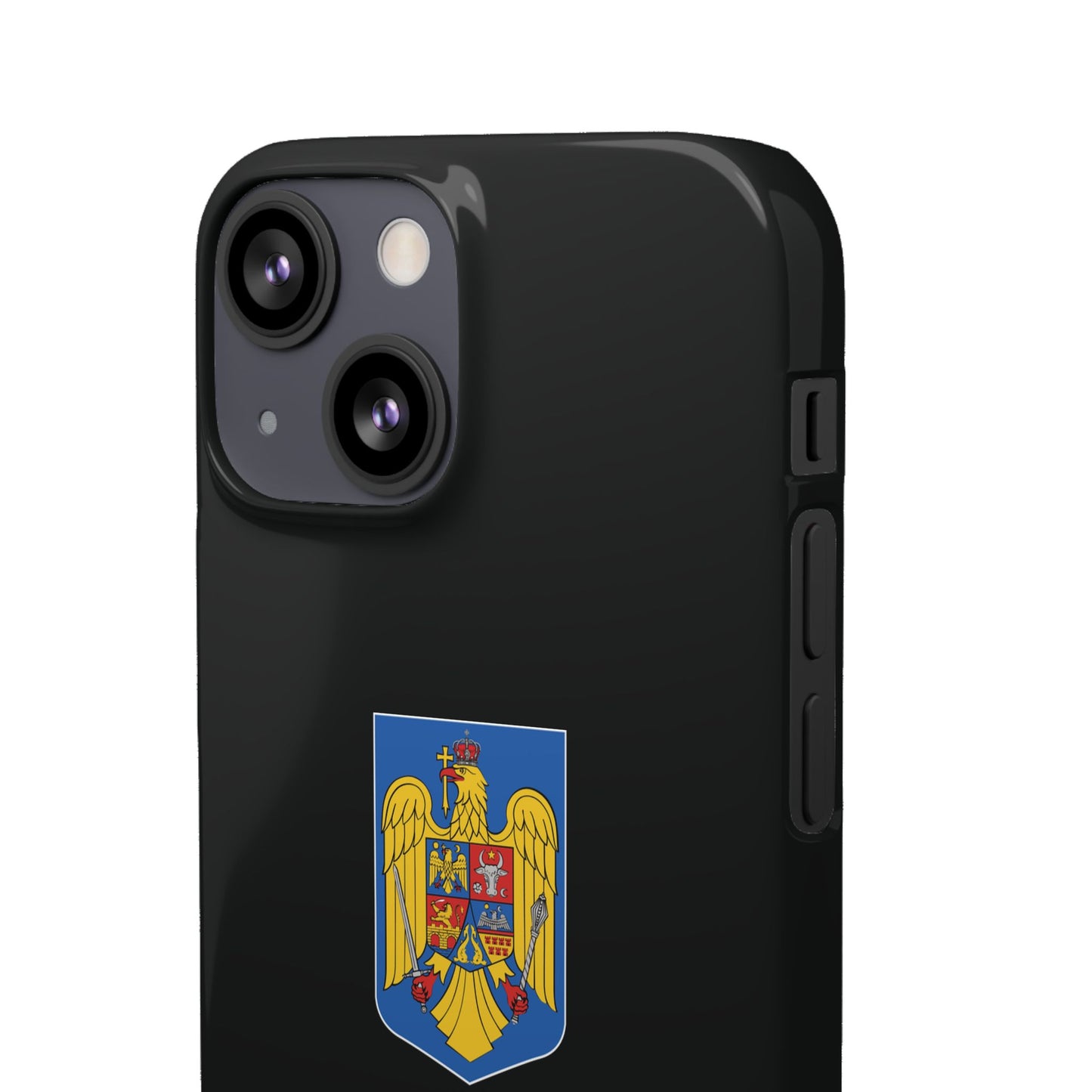 Husă rigidă neagră - Stema României color