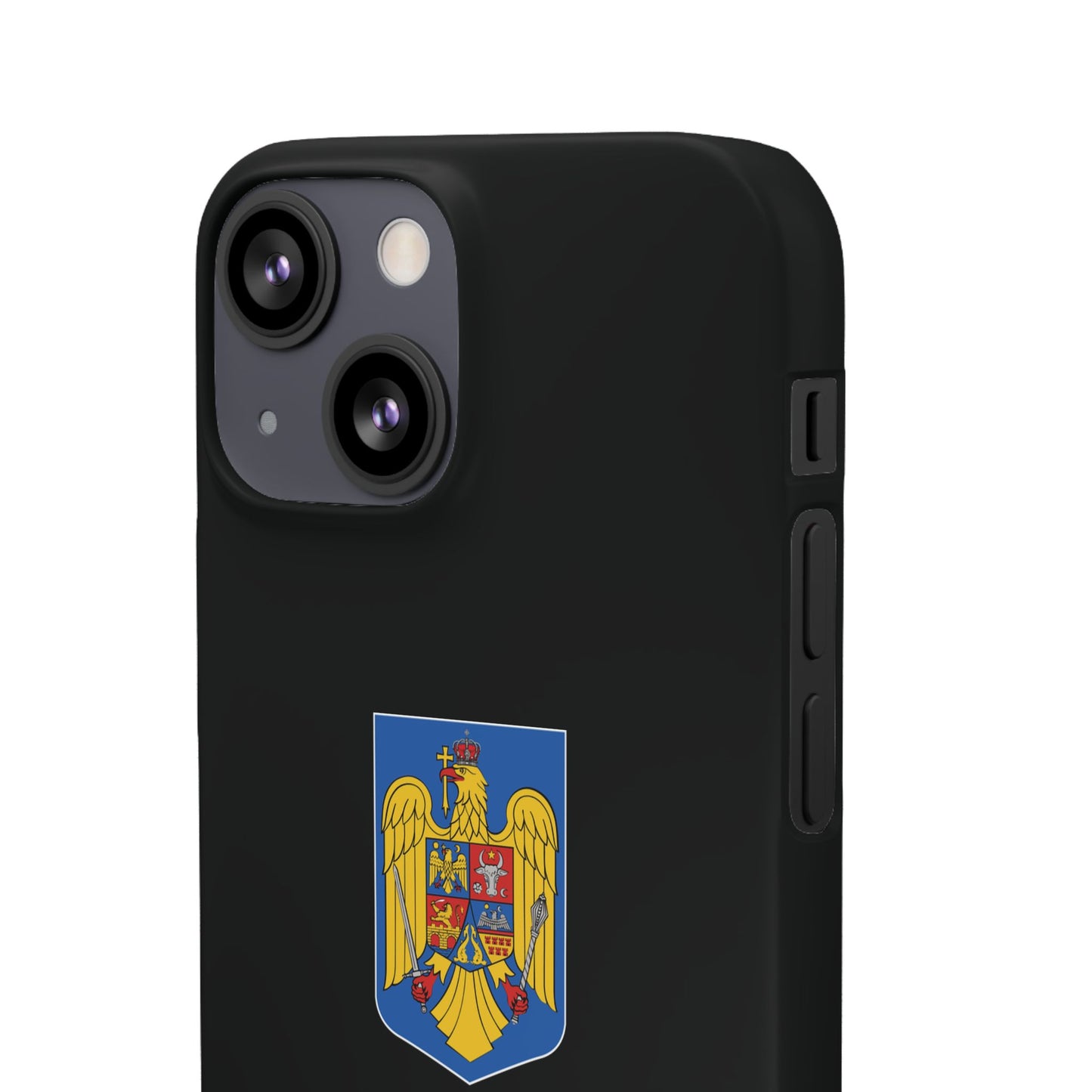 Husă rigidă neagră - Stema României color