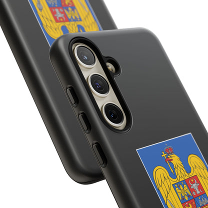 Husă rigidă neagră - Stema color și Tricolor România