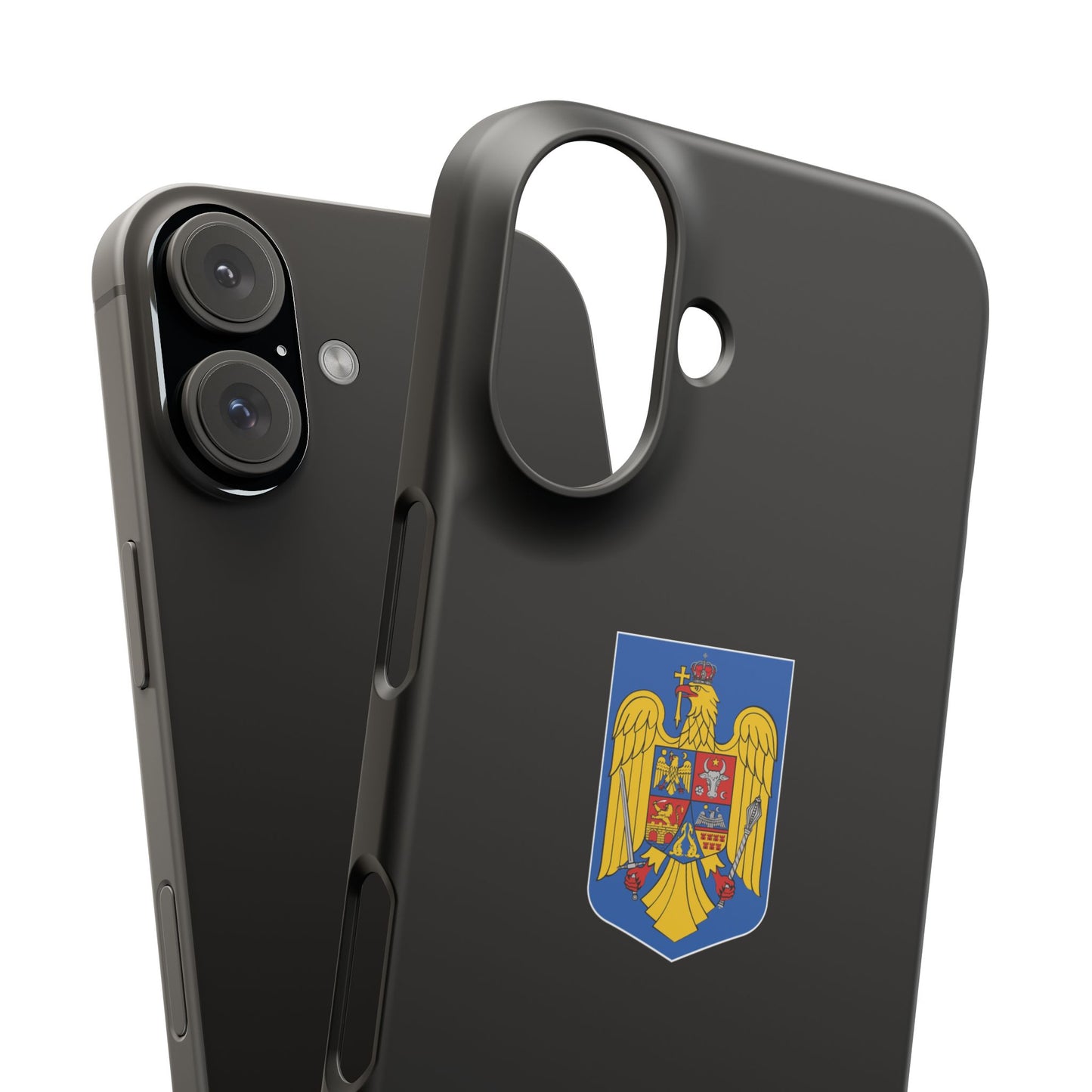 Husă rigidă neagră - Stema României color