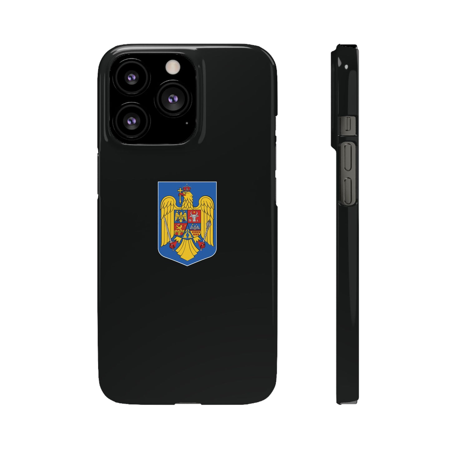 Husă rigidă neagră - Stema României color