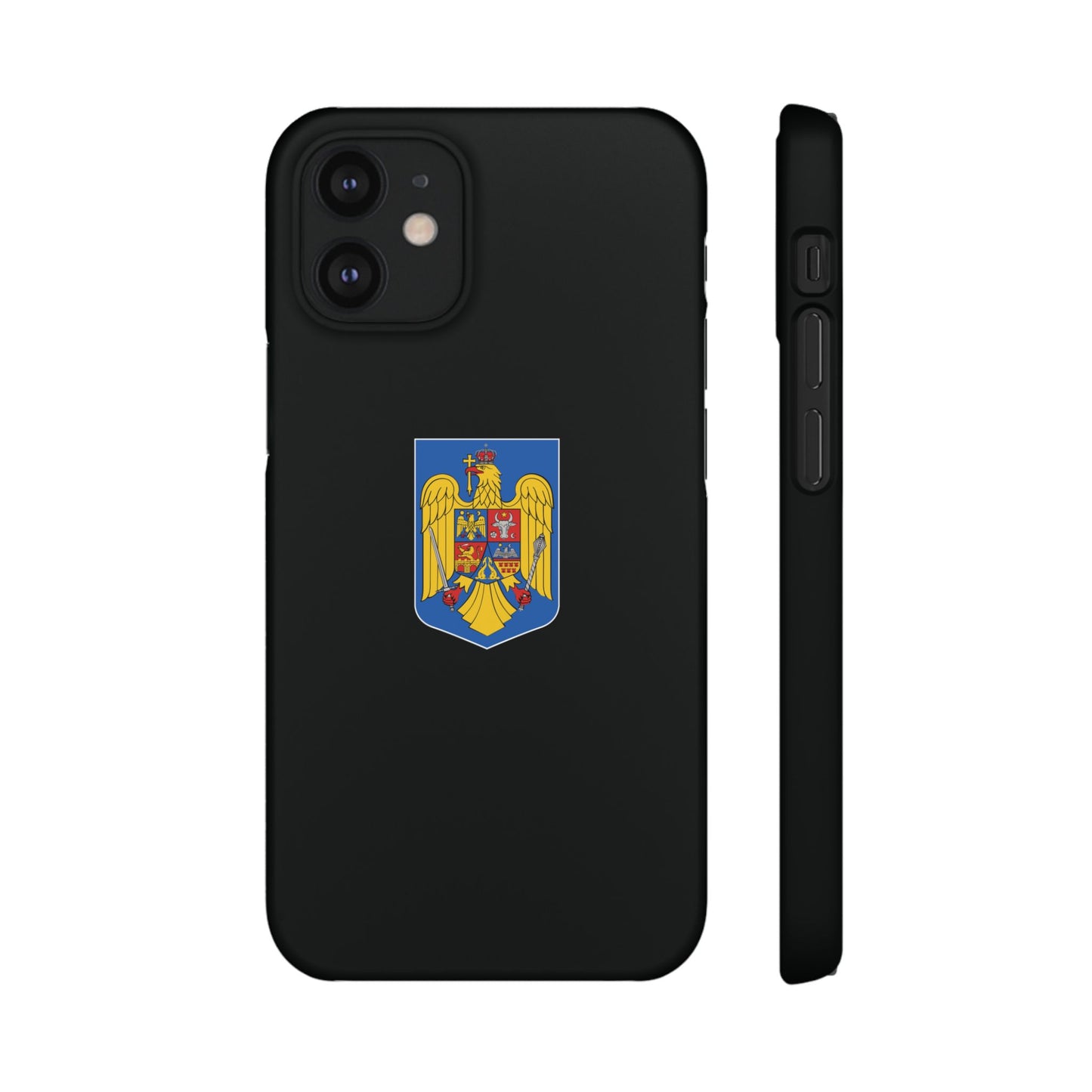 Husă rigidă neagră - Stema României color
