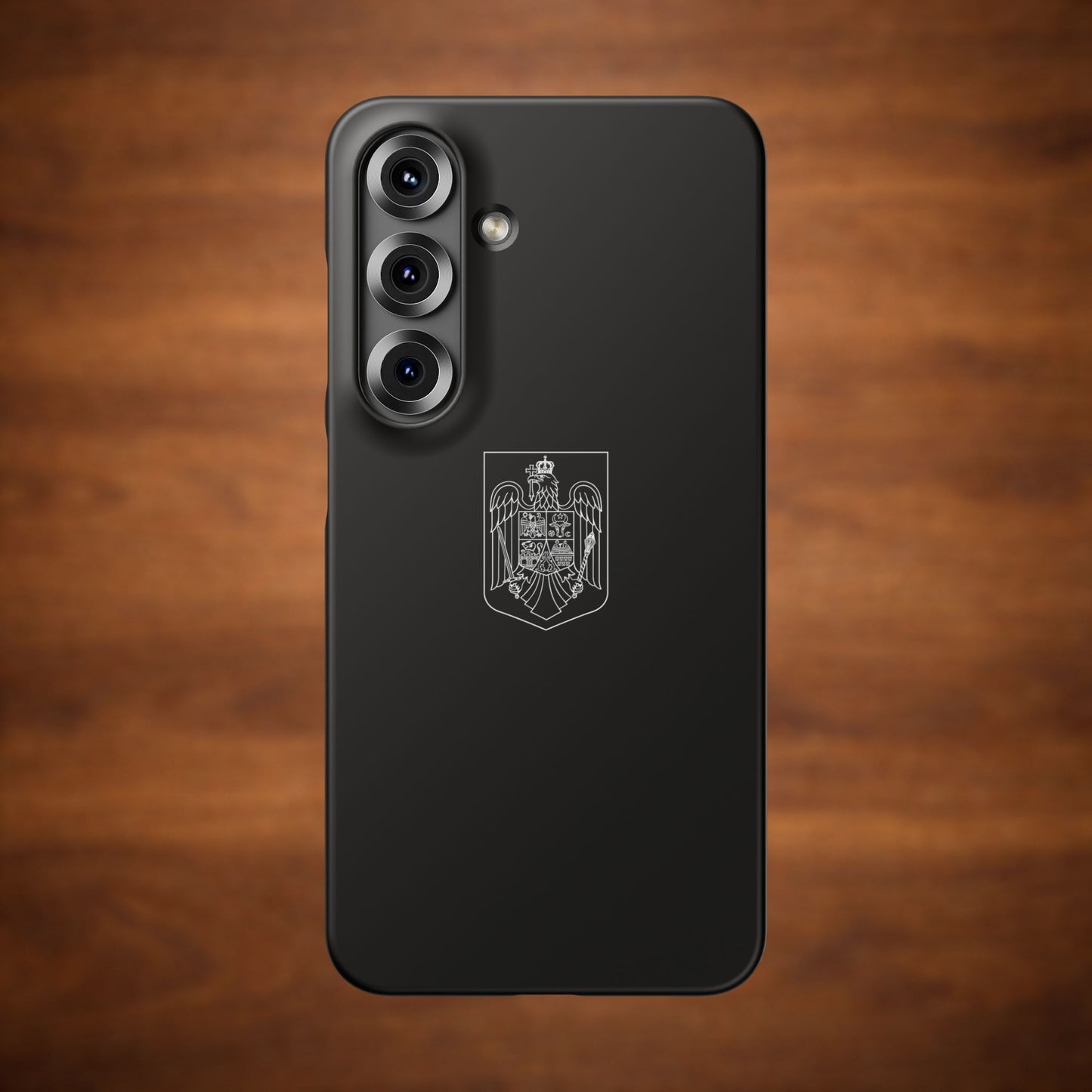 Husă neagră cu stema României (contru alb)