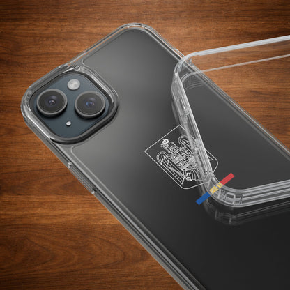 Carcasa transparenta cu stema României (contur alb)