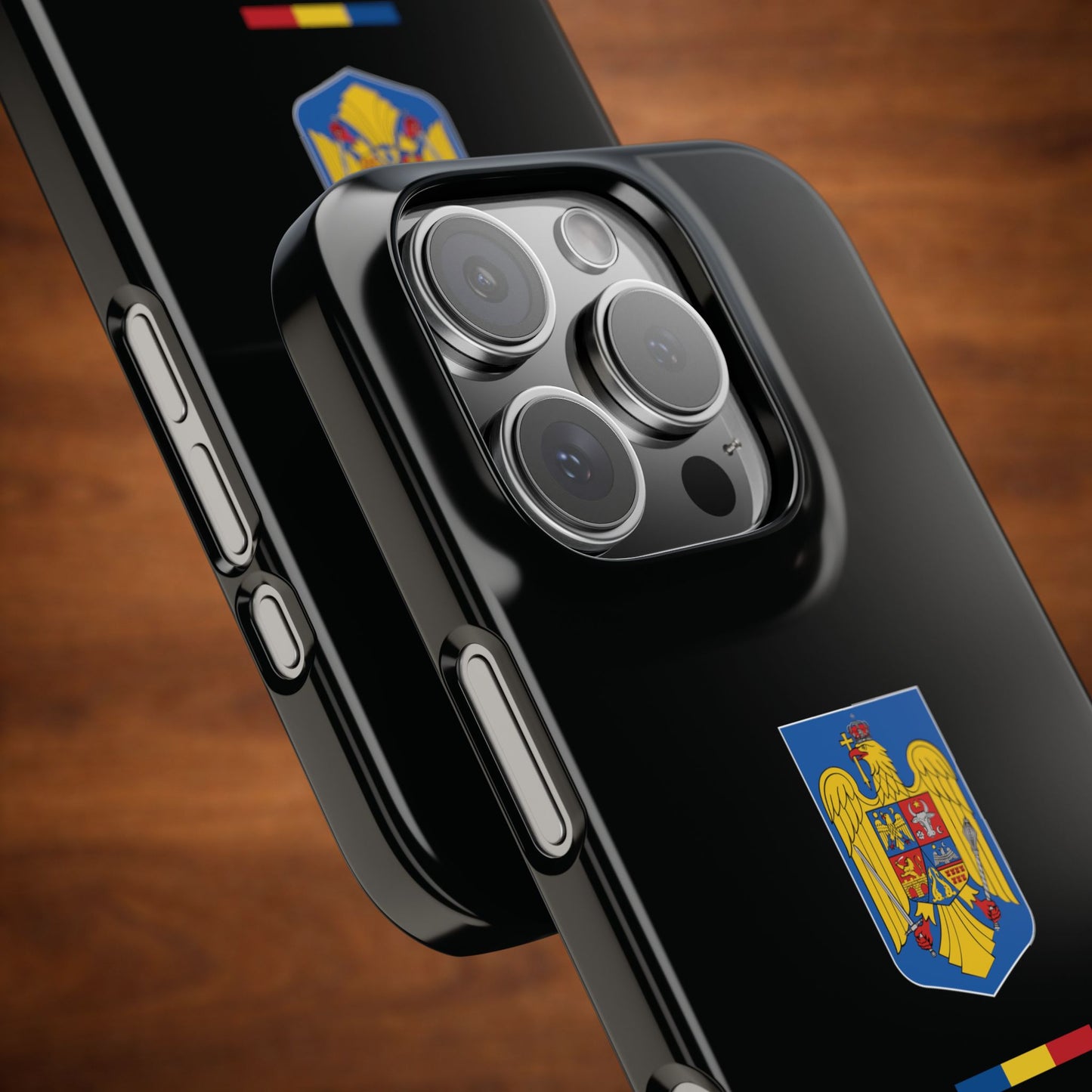 Husă cu stema României (color) și tricolor