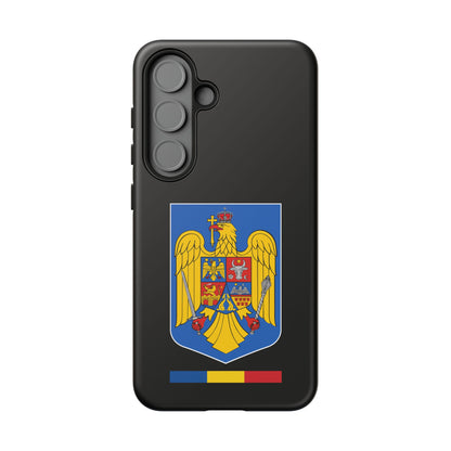 Husă rigidă neagră - Stema color și Tricolor România