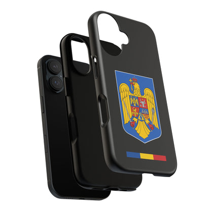 Husă rigidă neagră - Stema color și Tricolor România